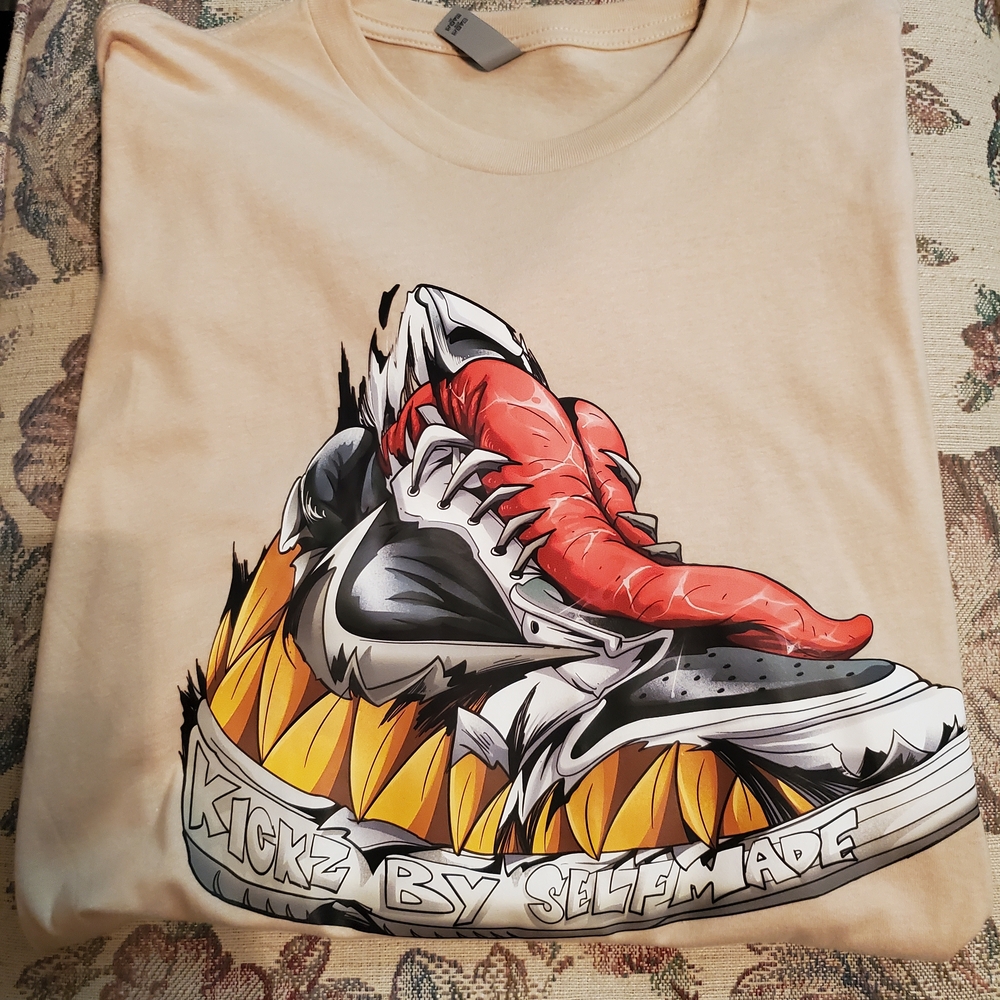 NEW Travis Scott Reverse Mocha J1 Low Sneakerheadz Custom Design XL Creme Tee